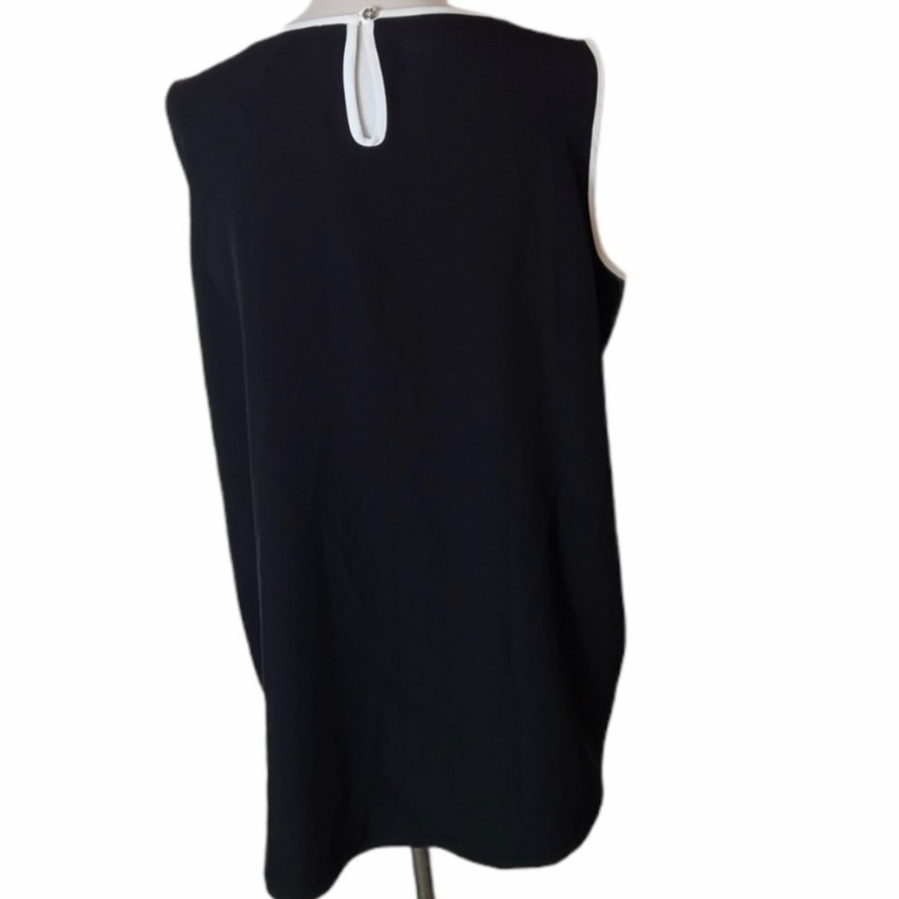 🆕 Calvin Klein CK Women's Sleeveless Black White Piping Trim Blouse Top L 12-14 - Picture 3 of 16